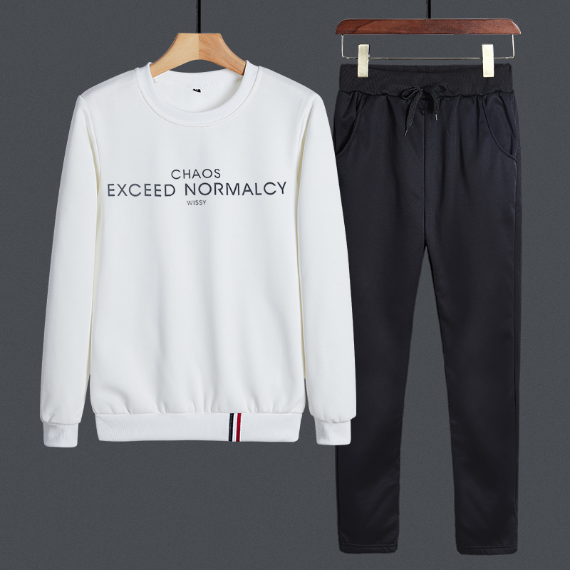 套头卫衣男秋冬季圆领休闲运动套装潮流时尚帅气学生男装两件套YTZ204