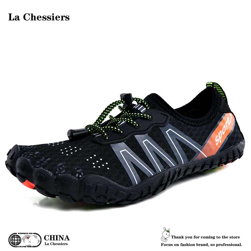 La Chessiers户外溯溪鞋男女沙滩鞋防滑水陆两栖速干涉水鞋透气游泳鞋男钓鱼鞋 黑色 45码