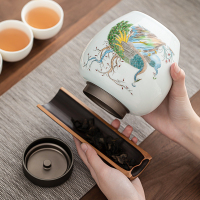 苏氏陶瓷(SUSHI CERAMICS)茶叶罐七彩孔雀陶瓷储物罐青瓷密封罐