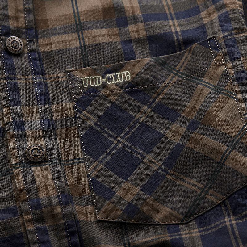 JPDUN春秋季长袖衬衫男装青年格子衬衣薄款上衣大码男士衬衫潮图片