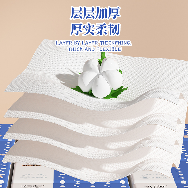 织梦 可湿水抽取式纸面巾4层60抽每包原生木浆抽纸纸巾实惠装餐巾纸家庭装纸抽卫生纸家用母婴可用 14包装高清大图