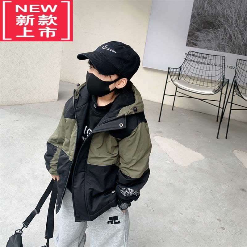 可莉允叮叮家童装男童夹棉外套连帽棉衣儿童冬装帅气男孩加厚夹克棉服潮图片