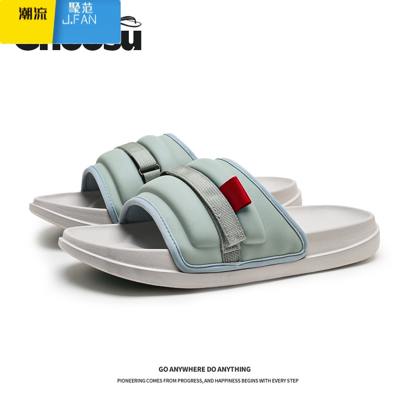 聚范拖鞋男士2024夏季踩屎感户外凉鞋男式潮流网红一字拖男防滑沙滩鞋高清大图