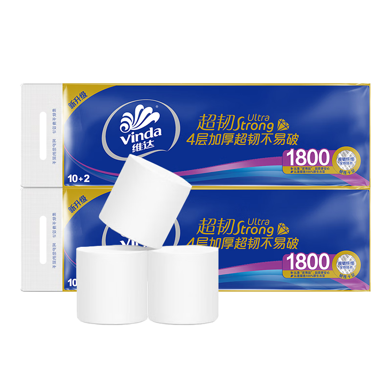 维达 无芯卷纸1800克卫生纸家用实惠装纸巾V4492 12卷*1提(新老包装随机发货)高清大图