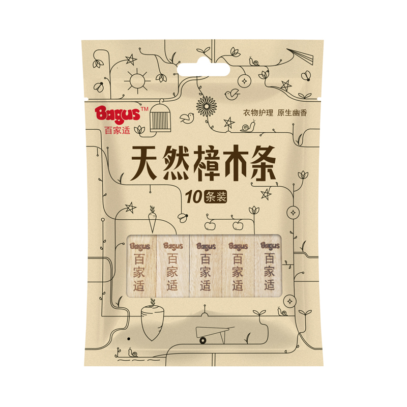 百家适樟木条30条衣柜防蛀防霉樟脑丸防潮去除味天然香樟木宿舍防蟑螂