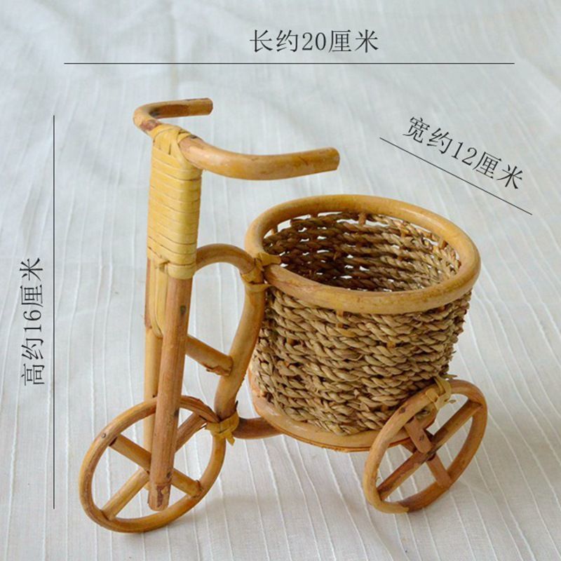 创意手工编织藤条三轮车竹编家用小藤篮编制品收纳篮 创意手工编织藤条三轮车竹编家用小藤篮编制品收纳篮