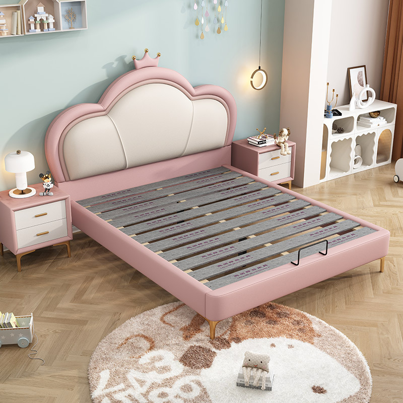 5米粉色云朵少女学生房间单双人实木床卧室家具