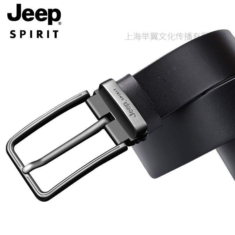 JEEP SPIRIT吉普新款男士二层牛皮针扣腰带休闲真皮皮带男高清大图