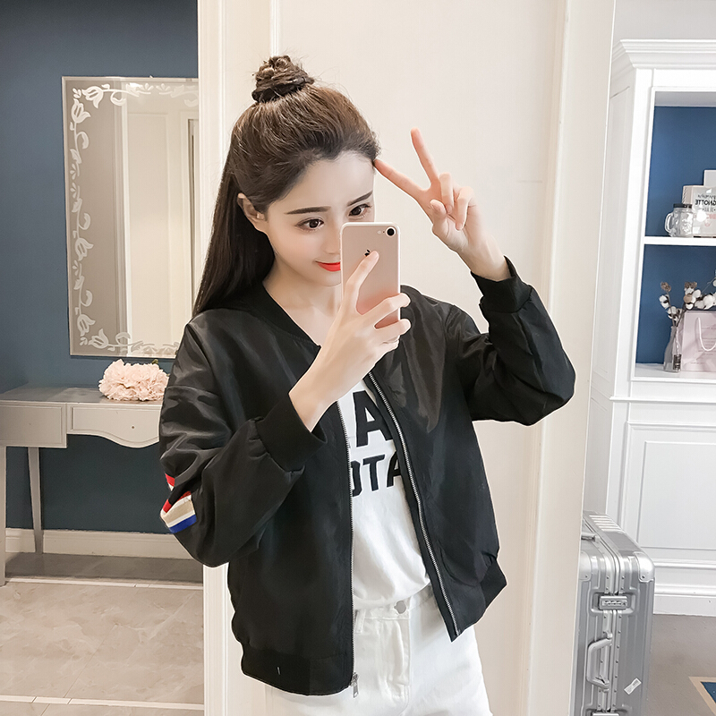 春秋短外套女2018新款棒球服女夏季短款bf百搭时尚薄款学院风夹克