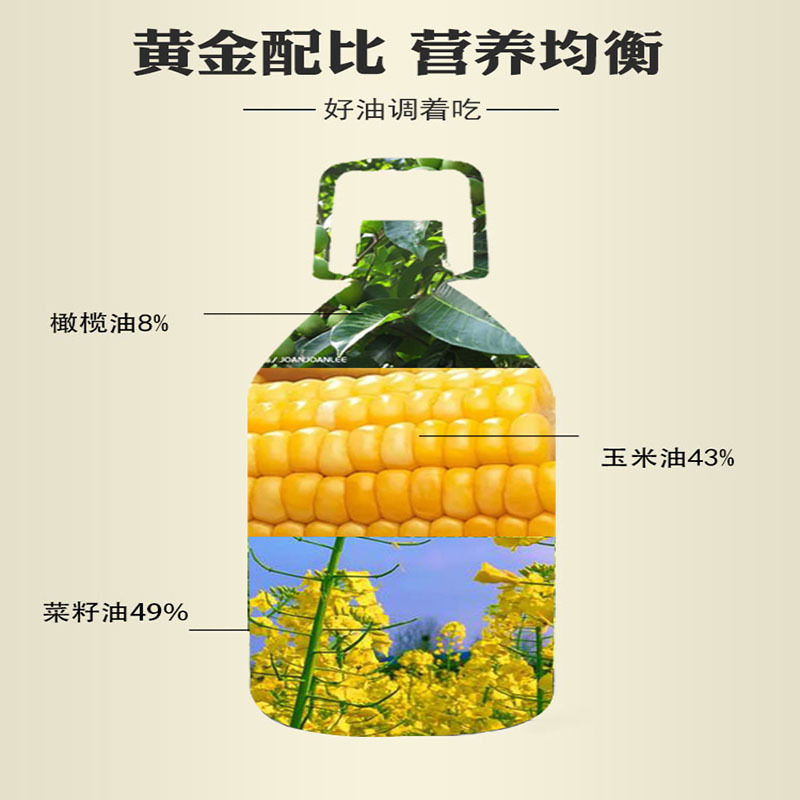 [满78减20]欧贝蒙娜添加8% 初榨橄榄调和油5L*2橄榄油 食用植物调和油 家用油 炒菜油 厂家直销