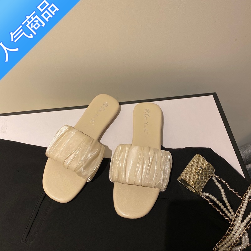 SUNTEK法式小众凉拖鞋仙女鞋子外穿2023年新款夏季软底海边沙滩平底凉鞋高清大图