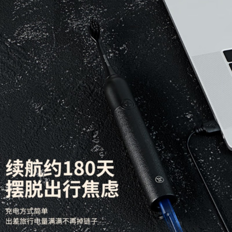 西屋(WESTINGHOUSE)成人声波电动牙刷软毛WT-301K 黑色高清大图