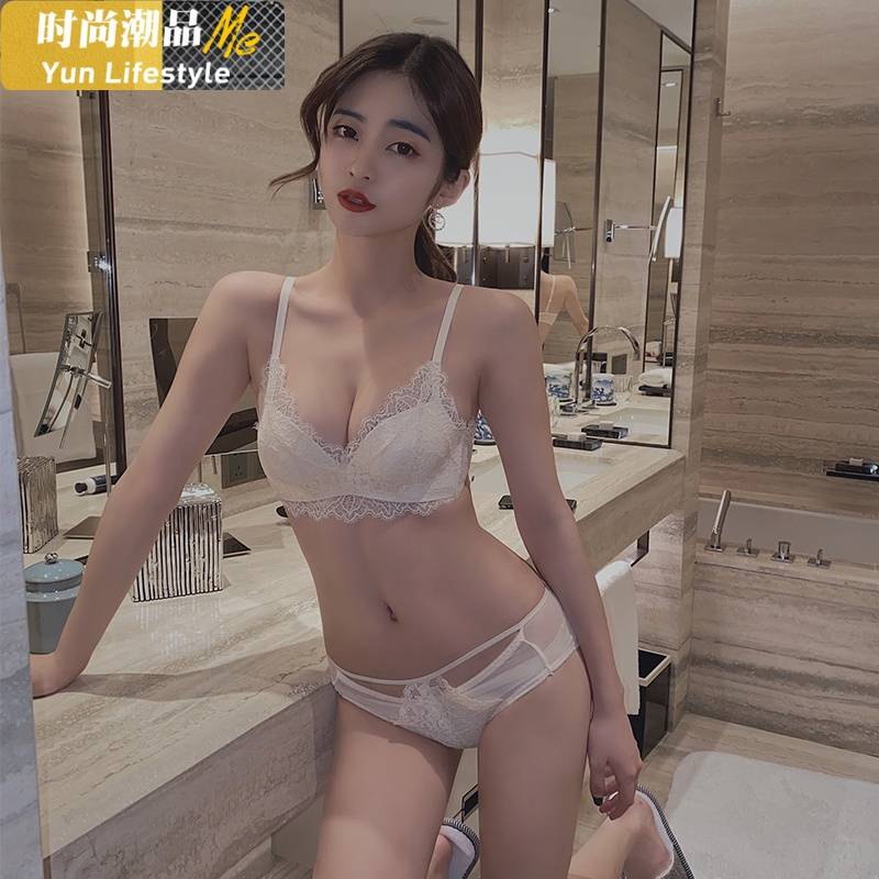 YUNWUXIN丝之莎蕾丝白色内衣女无钢圈小胸聚拢收副乳上托防下垂调整型文胸胸罩