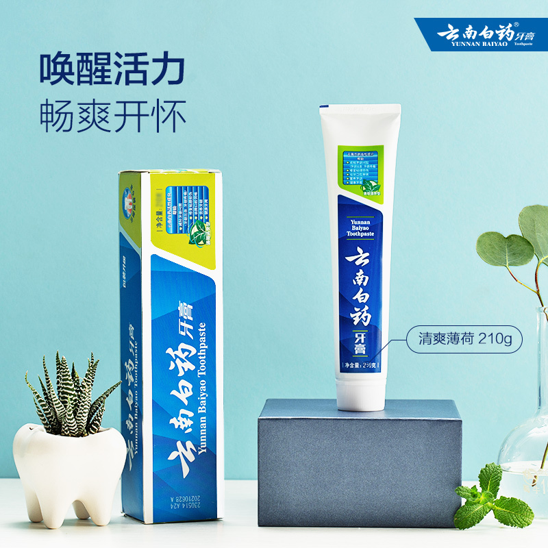云南白药(YUNNAN BAIYAO)牙膏薄荷清爽型 210g 单支装-(支)