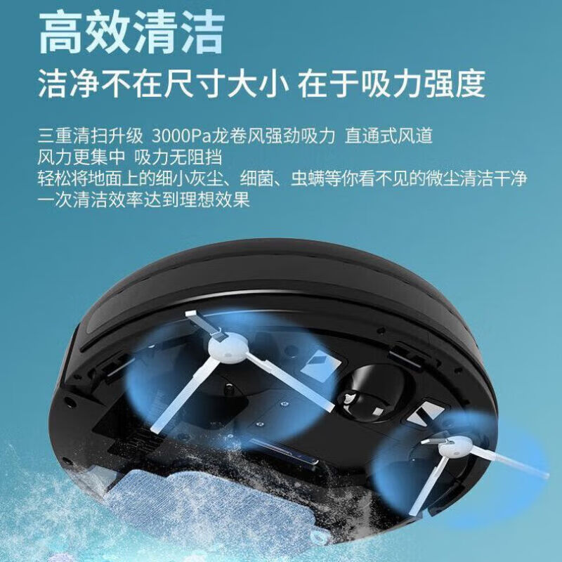 海尔 Haier 家用智能全自动扫地机器人 自动回冲 小钢炮升级版吸扫拖一体 7.6cm超薄机身 RWA3026BU1高清大图