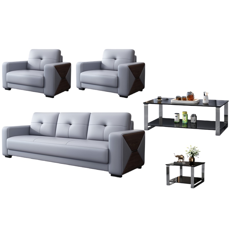 悦兴诚商务沙发200*85*92cm(1+1+3+长茶几+方几)套高清大图