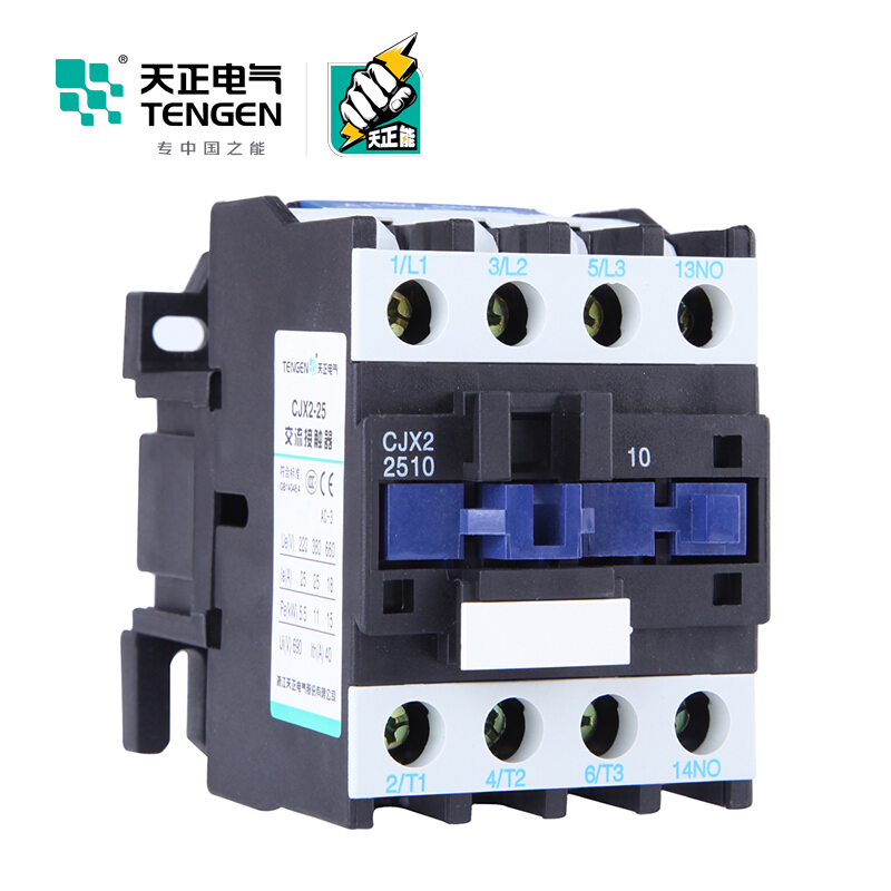 天正电气 CJX2-2510 380V 3NO 1NO 25A 50Hz 3P 02010070134 交流接触器