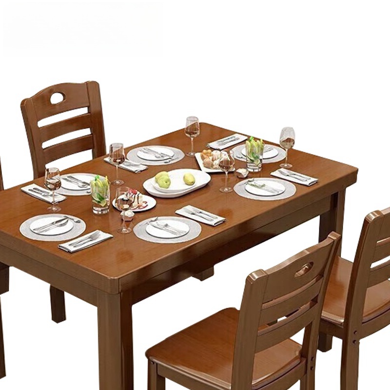 金佑莱实木餐桌椅组合现代简约长方形方桌吃饭桌子(可定制) 一桌四椅 140x80x75cm 套高清大图