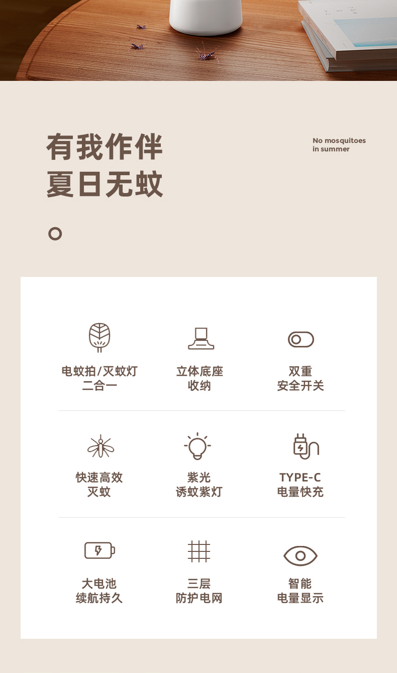[补贴10%]电蚊拍充电式家用超强力灭蚊灯二合一电网拍驱打蚊子苍蝇神器高清大图