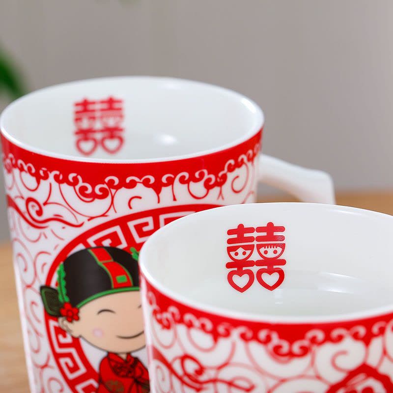 结婚牙杯套装卫生间刷牙缸卫浴杯子一对红色V2|对杯【B款】图片
