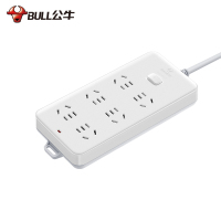 公牛(bull)GN-109K全长1.8米六位带儿童安全保护门总控开关新国标线芯加粗插座插排插线板拖线板接线板白色