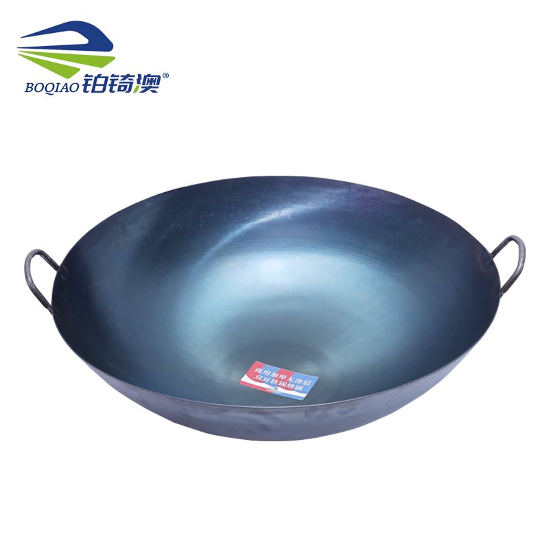商用加厚无涂层双耳铁锅 炒锅高清大图