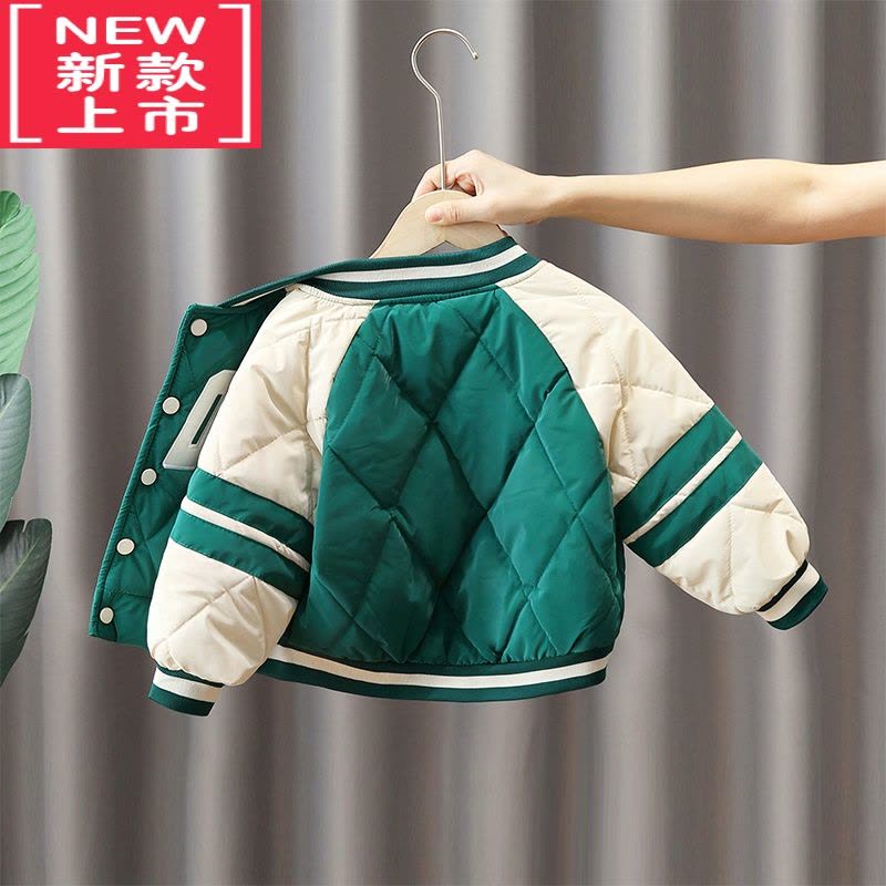 可莉允男童棉服冬季洋气儿童夹棉加绒棒球服外套男孩冬装加厚宝宝棉衣潮图片