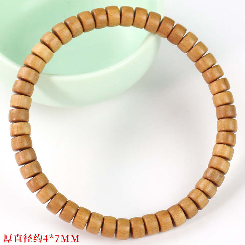 巴比檀香木手串个性药片珠4*7MM单圈男女情侣手链饰品文玩木佛珠送女朋友老婆情人节七夕生日礼物