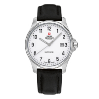 瑞士军表(SWISS MILITARY)瑞士原装进口品牌手表男士手表商务休闲防水石英腕表 白盘-皮带30137.07男款