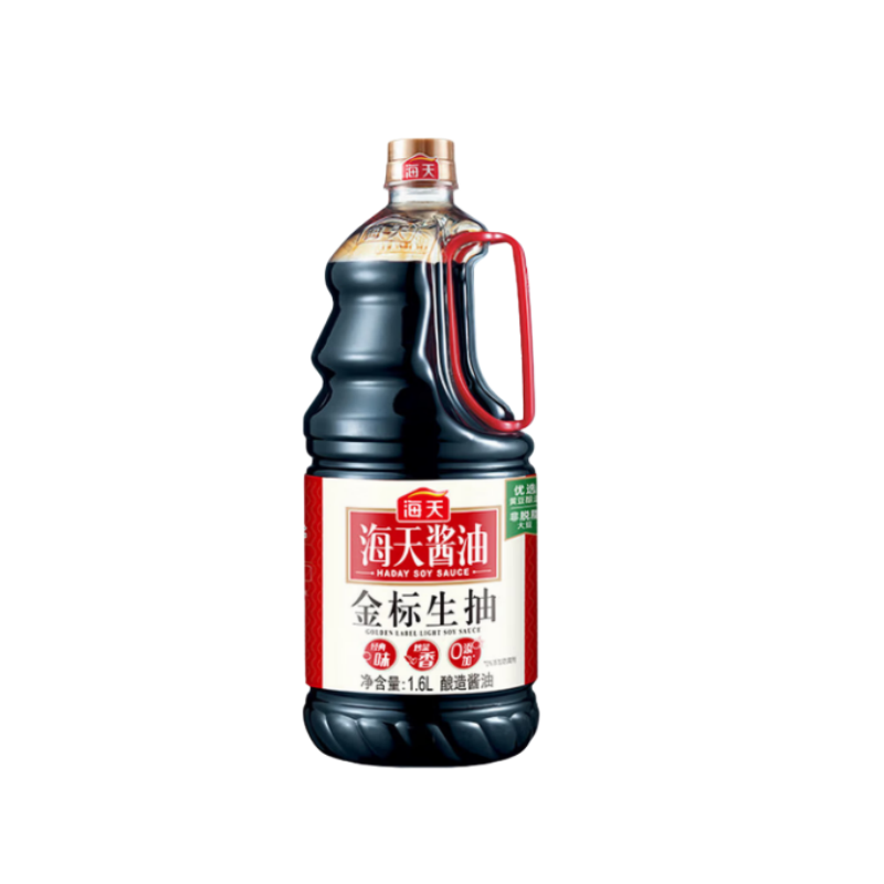 海天 df-金标生抽1.6L×1(PET瓶) 调味品 酿造酱油炒菜提鲜凉拌 KJDF-20250102-0007