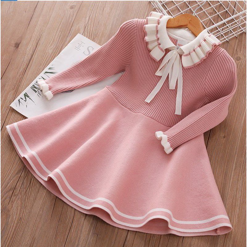 suntek女童裙子毛线公主裙洋气2020秋冬新款童装时尚甜美儿童宝宝