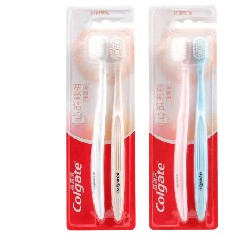 高露洁(Colgate)宽柔绵绵丝牙刷 纤细软毛小宽头女士敏感牙齿酸痛种植牙龈牙周 2支装高清大图