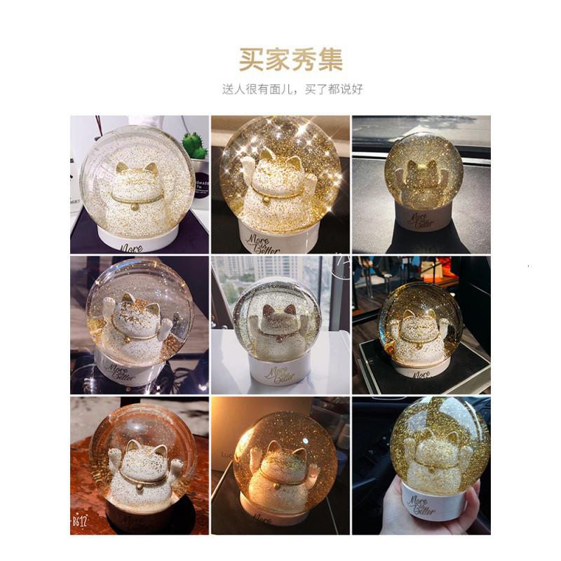 金色摆件汽车店铺开业礼品创意家居水晶球摇手小号日本 三维工匠猫高清大图