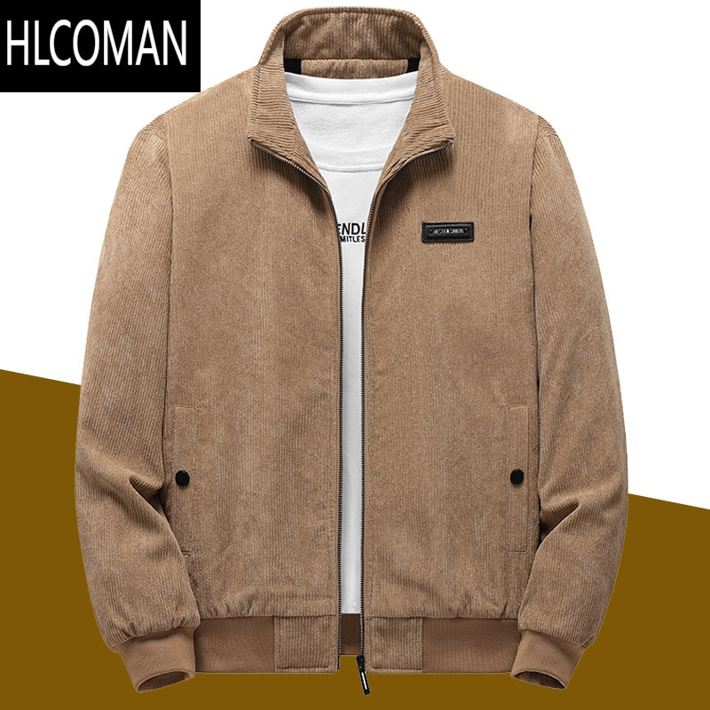 hlcoman外套男羔绒加绒加厚灯芯绒工装时尚休闲宽松男士p暖棉衣视频