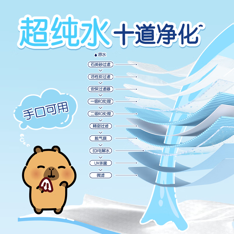 清风 家用(卡皮巴拉联名)EDI纯水湿巾不含酒精手口可用湿纸巾 60片*5包 BWB60CE2高清大图