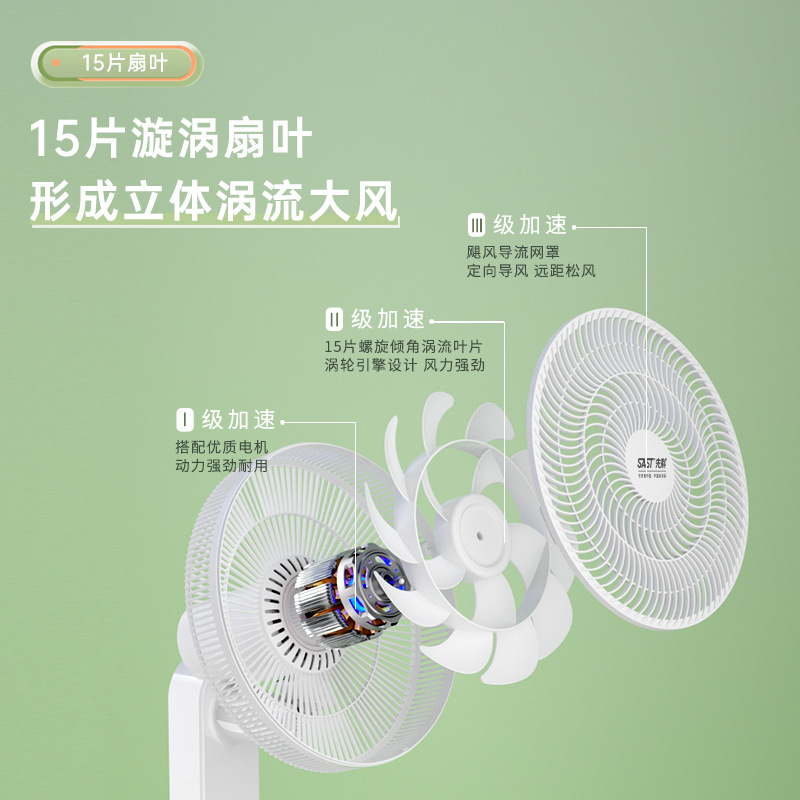 先科挂壁式电风扇壁扇家用摇头餐厅挂墙壁扇宿舍电扇工业风扇 白色35厘米免打孔机械款高清大图