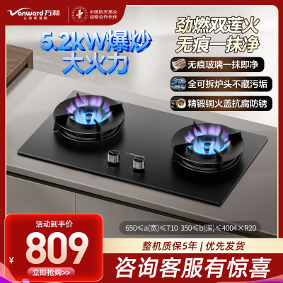 万和（Vanward）天然气灶具5.2kW一级能效JZT-C7L50