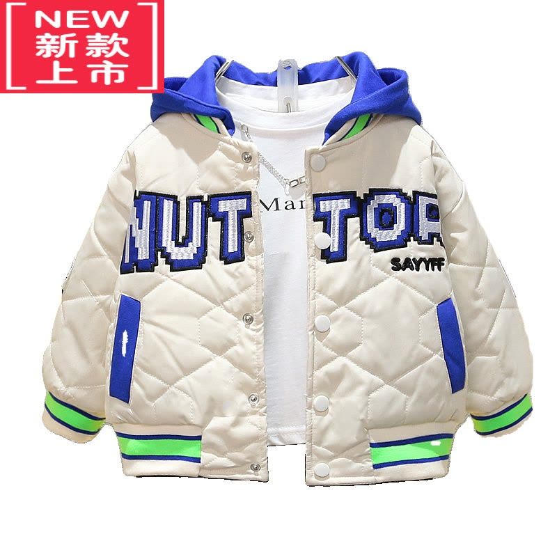 可莉允男童夹棉棒球服连帽2022新款男孩棉服薄棉痞帅加厚儿童外套秋冬装图片
