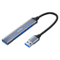 晶华 usb3.0分线器扩展器笔记本电脑多接口转换器高速USB一拖四外接打印机U盘插口多功能集线 合金黑色N612