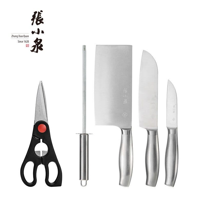 张小泉 银睿套刀六件套 厨房套刀 切片刀切菜刀斩骨刀多用 D40500100图片