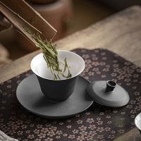 領藝 黑陶路宝盖碗陶瓷家用三才碗茶碗功夫泡茶具大号单个