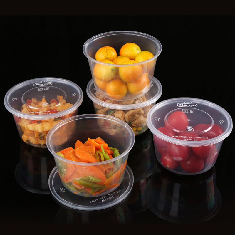 美丽雅maryya 圆形带盖一次性保鲜盒 打包盒餐盒550ml*15套 国产一次性碗透明一次性使用高清大图