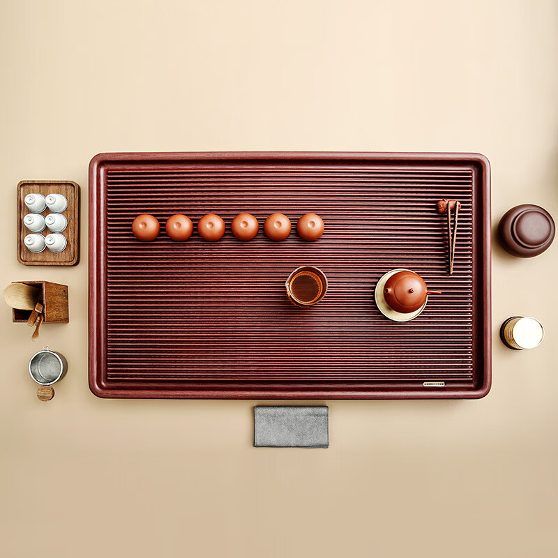 电木茶盘32支家用高端茶台整块排水茶具托盘紫檀料80*40*5cm高清大图