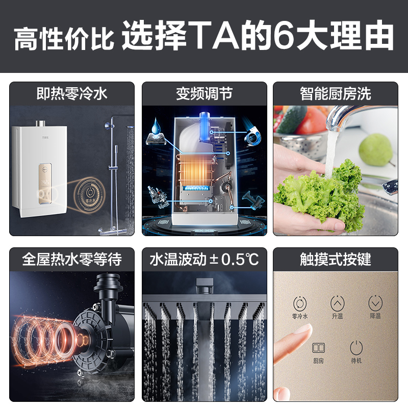 万家乐 13升即热零冷水燃气热水器燃热 天然气循环防冻双巡航零冷水模式多点即开即热无“管束”安装 JSQ26-S8高清大图