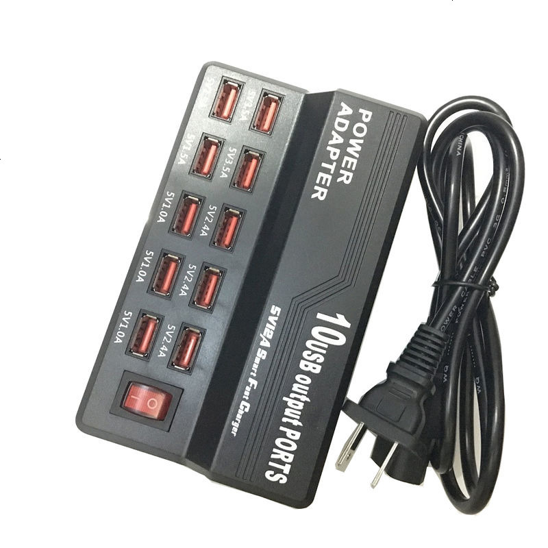 智能多USB充电器排插 5V12通用快充头10/12充电器智能插座