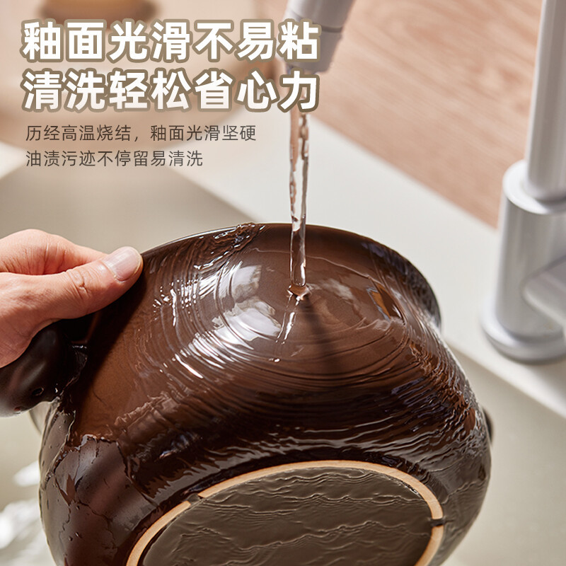 小熊(Bear)砂锅煲汤沙锅陶瓷锅 煲仔饭炖汤熬药砂锅陶瓷汤锅瓦煲沙煲 4.5L CP-G0048 咖啡色高清大图