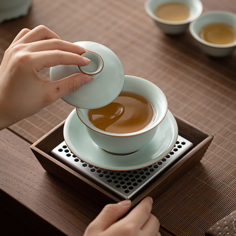 苏氏陶瓷/SUSHI CERAMICS SS008 汝窑天青17件套茶具大套装 (单位:套)高清大图