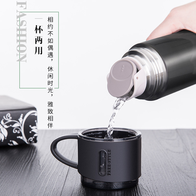 家柏饰(CORATED)保温杯批发水杯定制logo广告杯礼品杯印字订制不锈钢男女茶杯刻字 珠光蓝(收藏加购送杯刷)