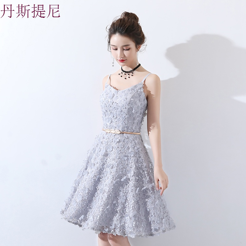 2018新款伴娘服夏季宴会晚礼服女生日派对小礼服裙带连衣裙短款