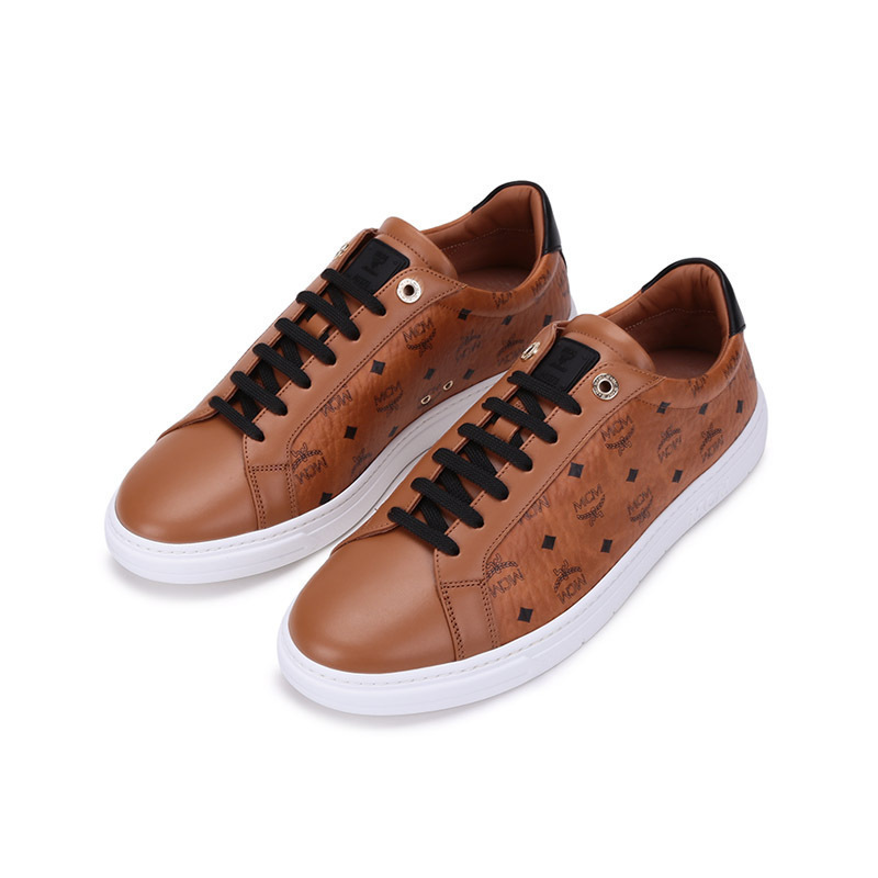 mcm奢侈品男士人造革皮革系带休闲运动鞋板鞋mexbamm03